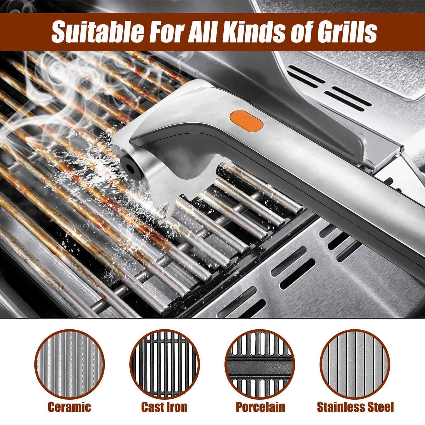 Stainless Steel Wire Electric Steam Barbecue Brush