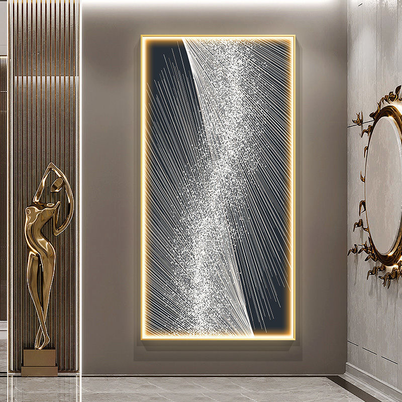 Modern Light Luxury Wall Abstract With Light Hanging Picture